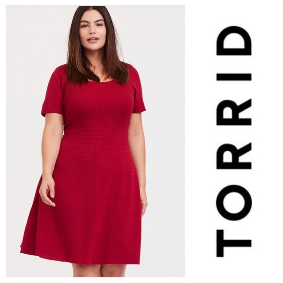 Torrid Red Sweater Knit Skater Dress 